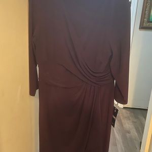 NWT Chaps faux wrap dress aubergine size PXL